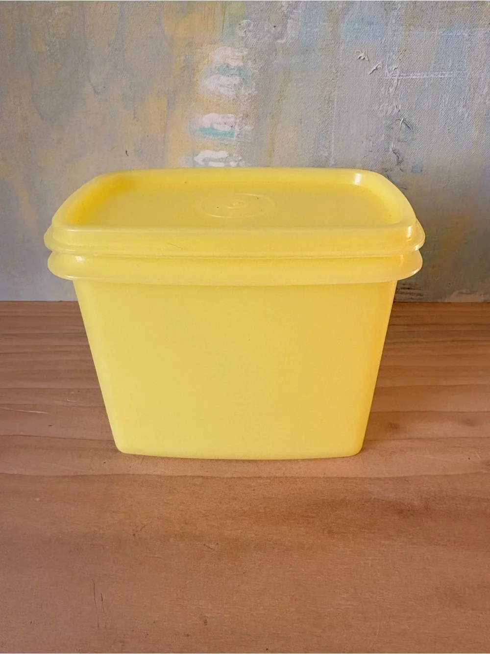 Vintage Tupperware Bright Yellow Plastic Storage Container with Snap Lid
